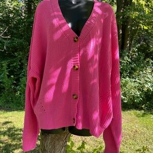 Pink Cardigan Sweater Great for Fall Layers Cute Plus Size Sweater